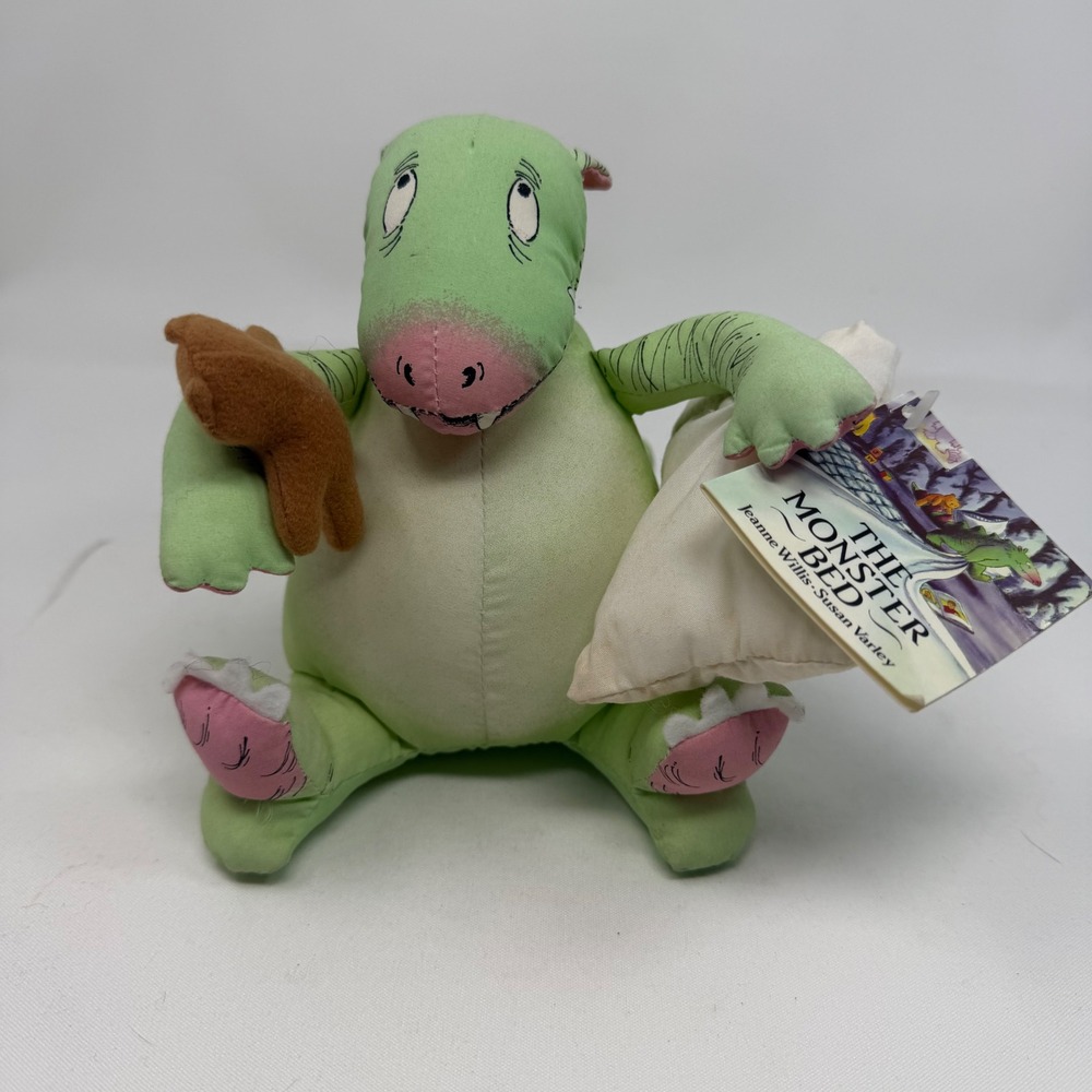 Vintage 1986 Crocodile Creek The Monster Bed Dennis Plush Toy with Tag 8"